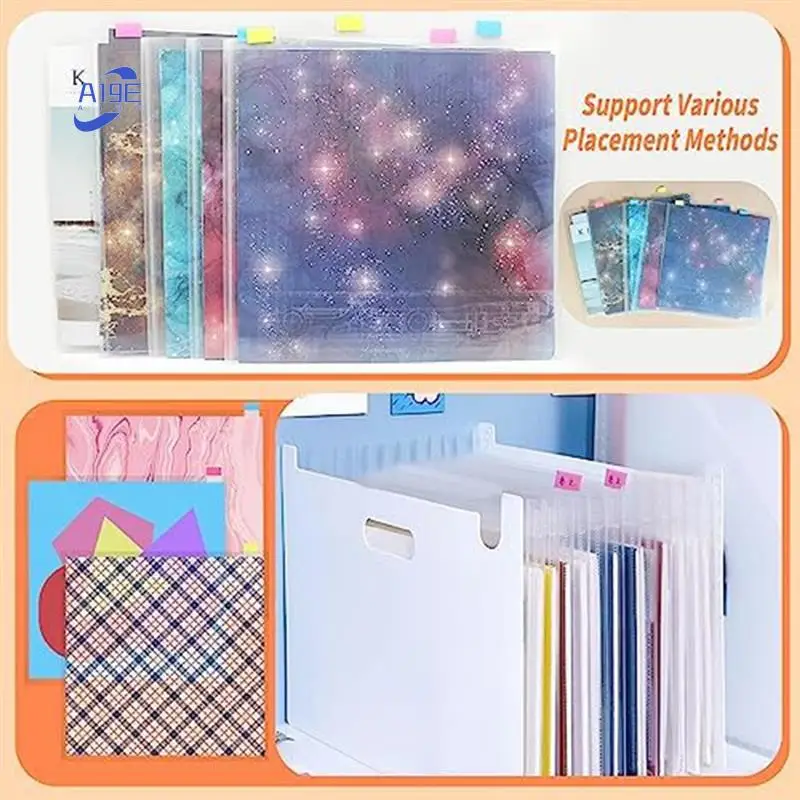 

A19E-12Piece Scrapbook Paper Storage Box For 30.48 X 30.45 Cm Papers With 60 Adhesive Index Tabs Waterproof Single Top Load