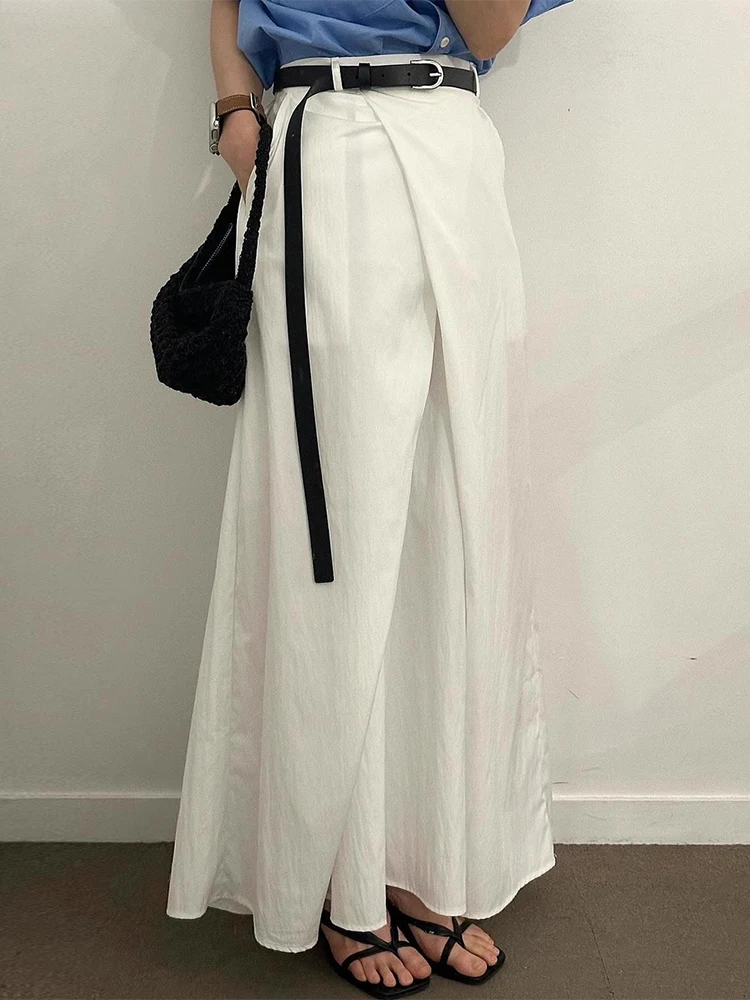 

ZHISILAO Elegant Solid High Waist Long Skirt Women Vintage A-line Skirt Summer 2024