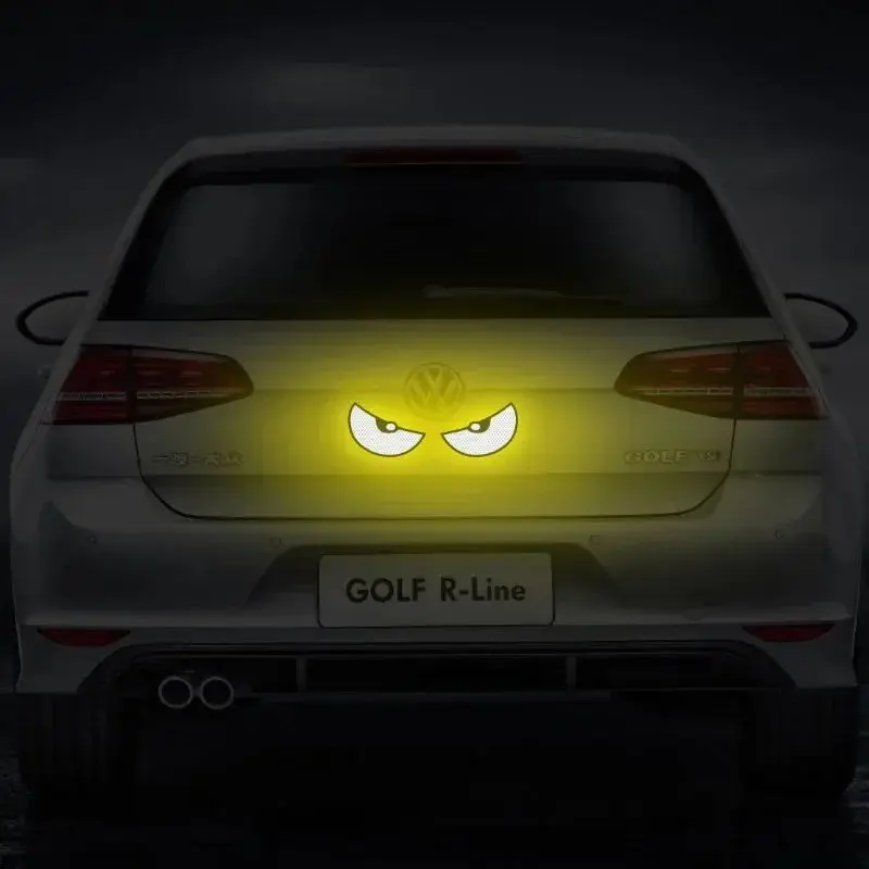 2pcs Car Reflective Safety Warning Tape Cat Eyes Pattern Night Driving Safety Decals for Auto Truck Motorcycle Reflector Sticker image 3