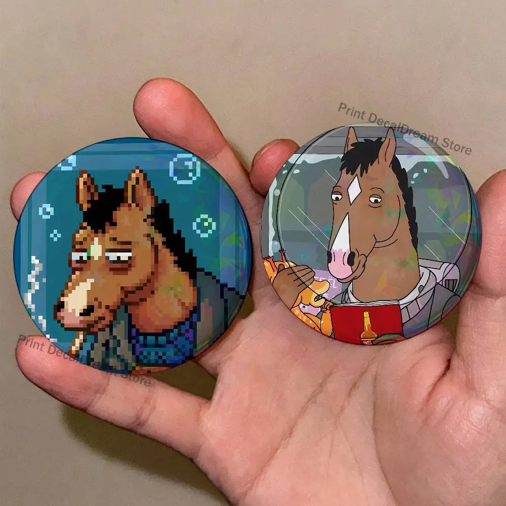 B-BoJack H-Horseman 22mm,32mm,42mm,58mm,75mm Round Badge Brooch for Various Clothing Backpacks Jewelry Accessories Gift