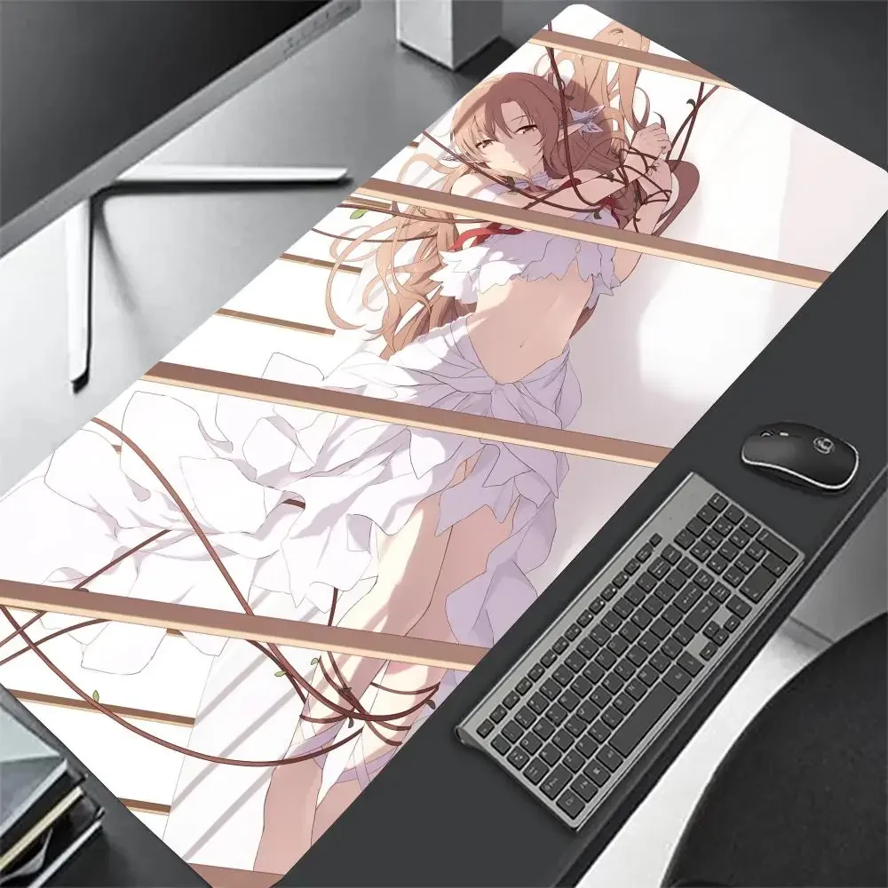 Anime Sword Art Online Yuuki Asuna Mousepad tappetino per Mouse da gioco di grandi dimensioni LockEdge tastiera per Computer addensata tappetino da