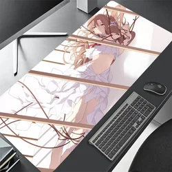 Anime Sword Art Online Yuuki Asuna Mousepad tappetino per Mouse da gioco di grandi dimensioni LockEdge tastiera per Computer addensata tappetino da tavolo