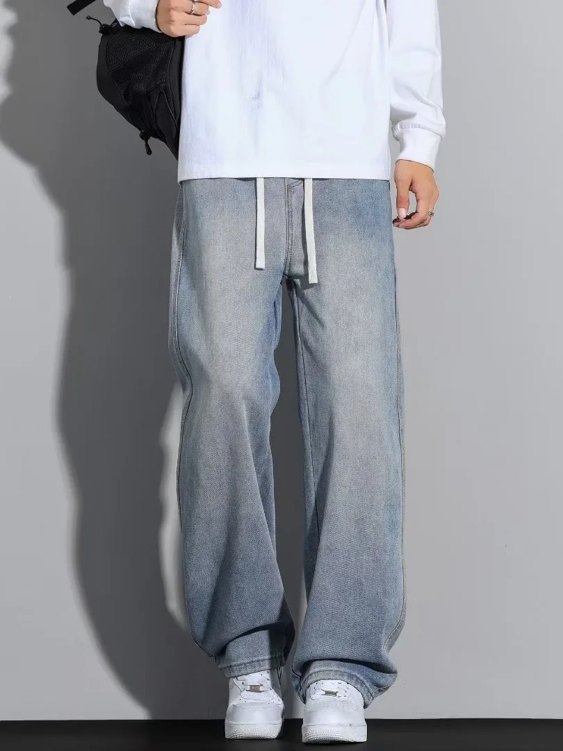 

Loose Straight Leg Men's Jeans High Street Style American Casual Spring Autumn New Wide Leg Pants Youth Fashion Denim Jeans