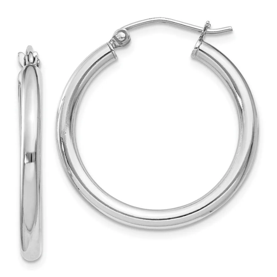 

Sterling Silver Rhodiumplated 2.5mm Round Hoop Earrings