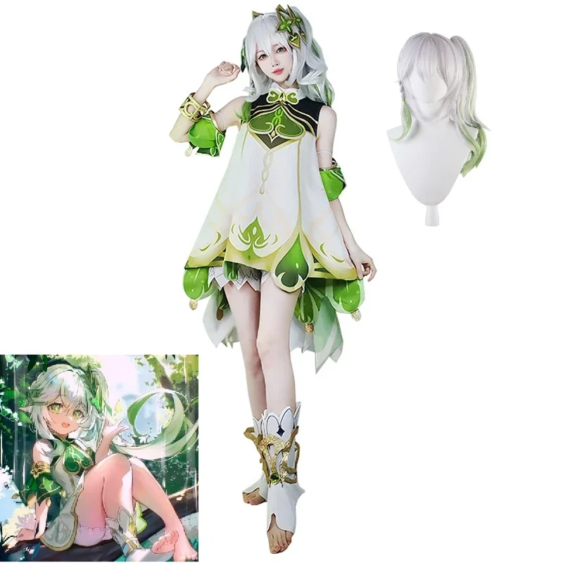 

Game Genshin Impact Dendro Archon Nahida Cosplay Costume Cute Halloween Carnival Role Play Women Girls Green Wig Full Suit