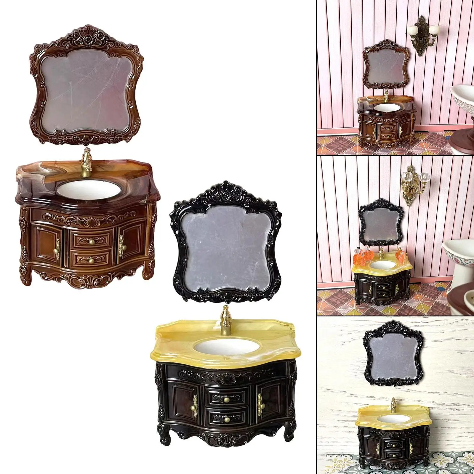 1/12 Dollhouse Vanity Sink for Gift Landscape Decorations Window Display
