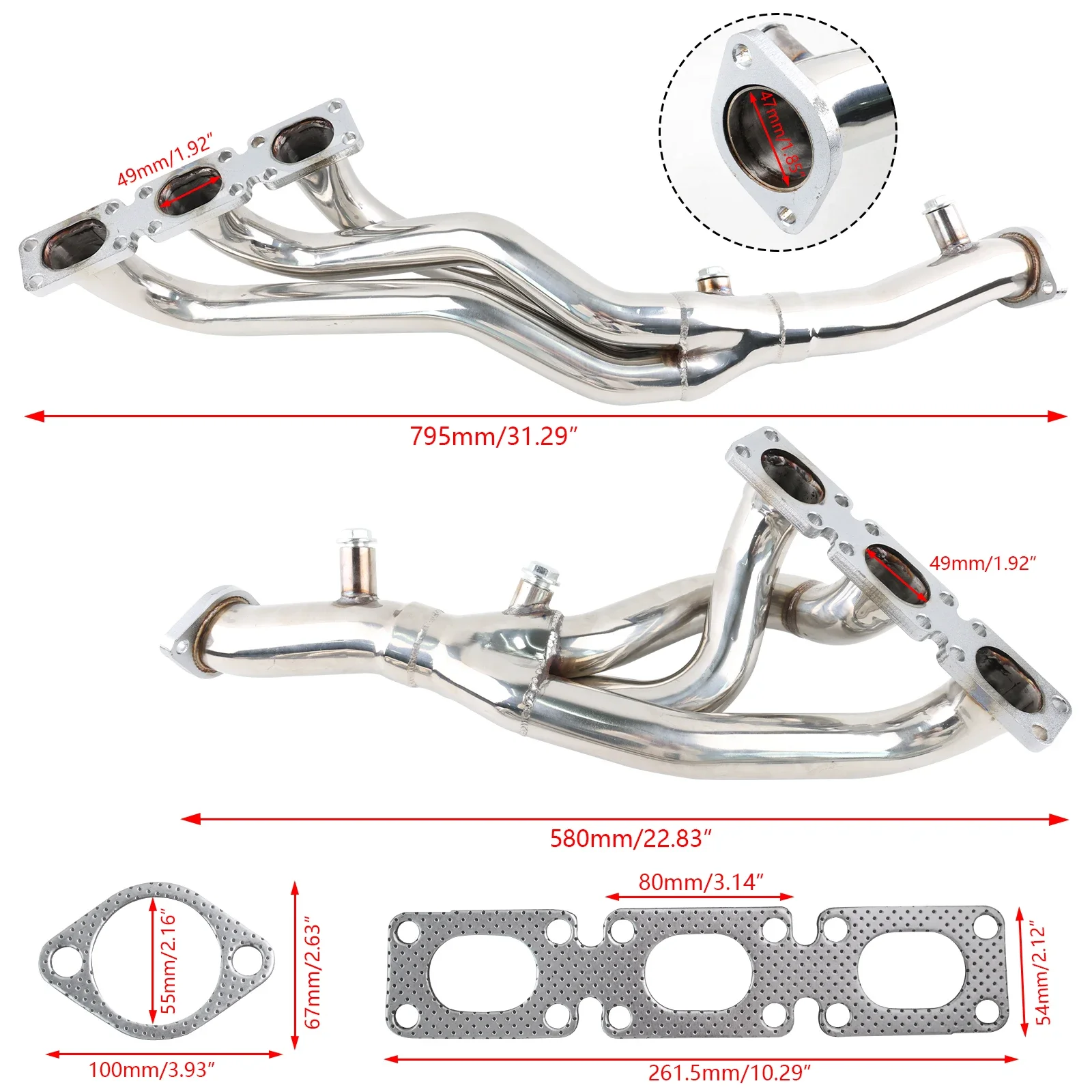 Edelstahl-Abgaskrümmerkrümmerkrümmer für Edelstahl-Krümmerkrümmer für BMW E46 323i 328i E39 Z3 2.5L/2.8L/3.0L NEU