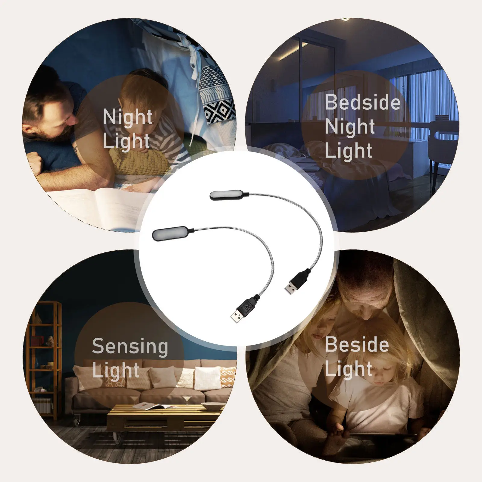 2 PCS LED USB Desk Lamp for Laptop – Bendable, Flexible Reading Light with Adjustable Brightness