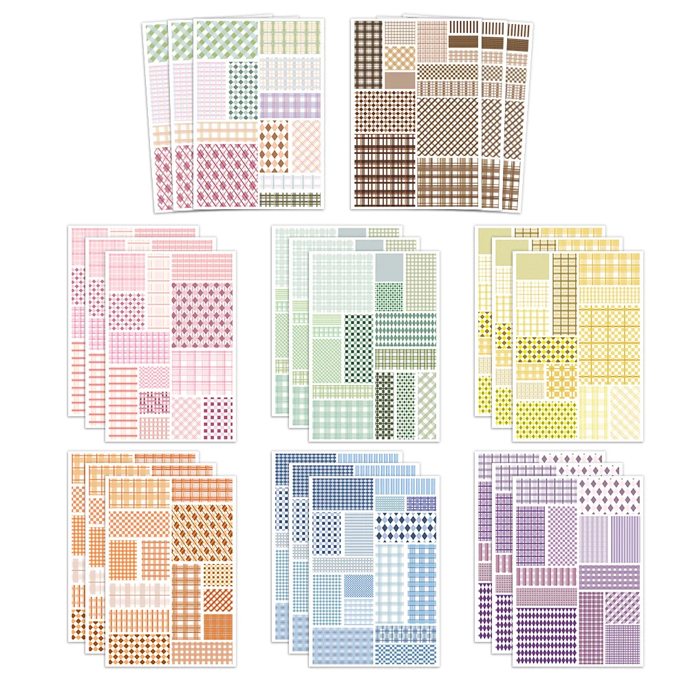 

8PCS Grid Material Paper Convenience Sticker DIY Feel Free Sticker Account Material Notebook Phone Case Water Cup Waterproof