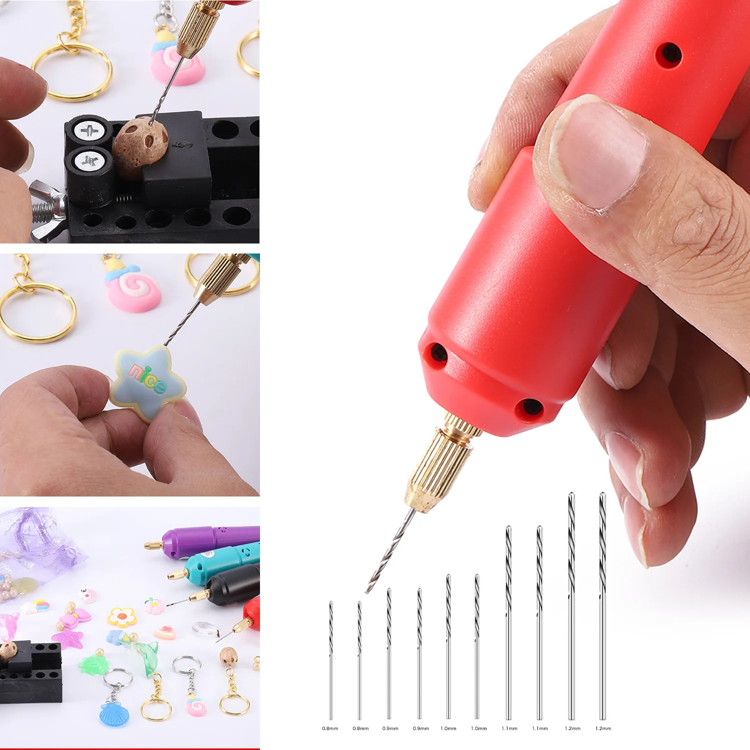 

Micro Mini Handheld Electric Motorized Drill Bits Set Manual Pin Vise Resin Zinc Alloy Jewelry Hole Maker Puncher Craft Tools