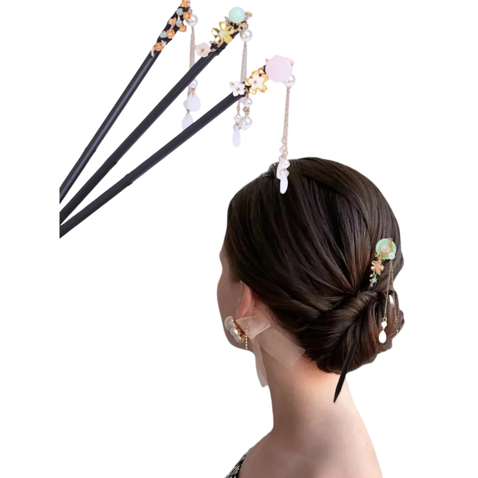 

1PC Wooden Hairpin, Ancient-style Hair Accessory with Tassels, Step-shake Hairpin, Hanfu Hair Ornament, Qipao Accessory