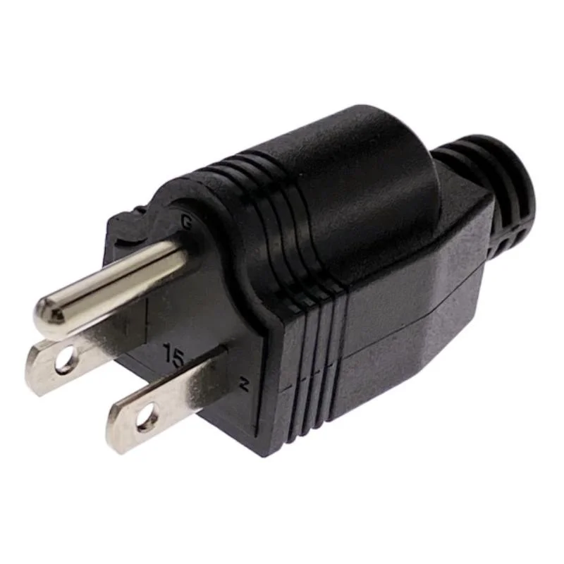 US American 3 Pin Nema 5-15P AC Electrical Power Male Plug Adaptor Adapter Wire Rewireable Extension Cord Connector