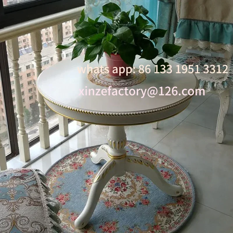 

Customizable European style solid wood round table white circular small coffee tabletelephone round coffee corner side bea