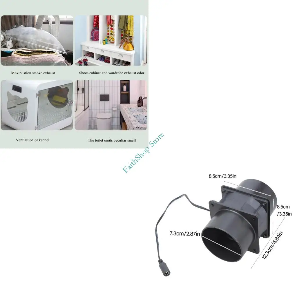 

124E 12V 8cm Extractor Fan Energy Saving Ventilation Blower For Basement Grow Tent
