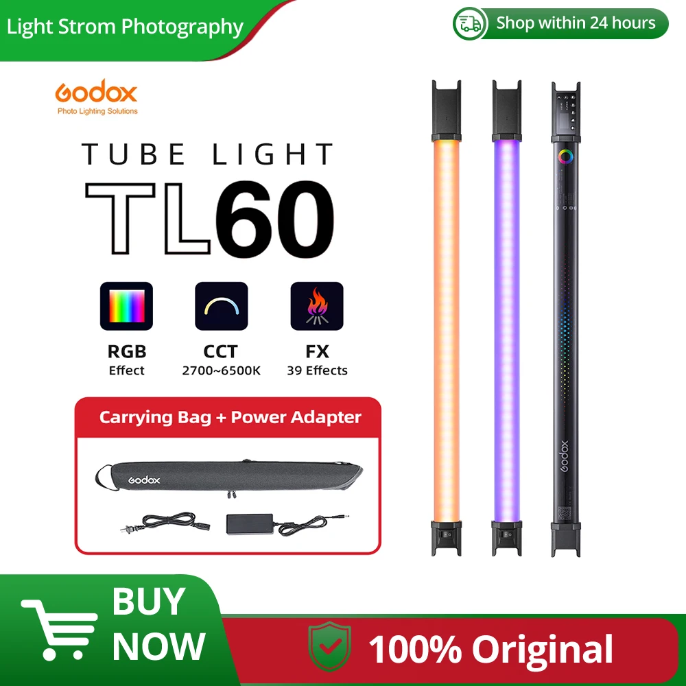 

Godox TL60 Pavo Tube Light RGB Color Photography Light Handheld Light Stick with APP Remote Control for Photos Video Movie Vlog