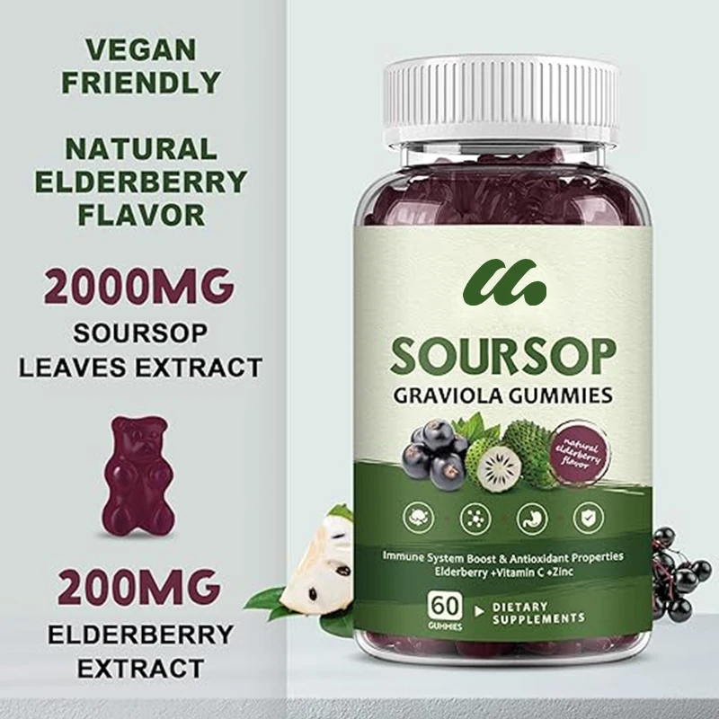 Soft candy contains elderberry, prickly berry leaves, elderberry extract, natural antioxidants, cell support, and regeneration