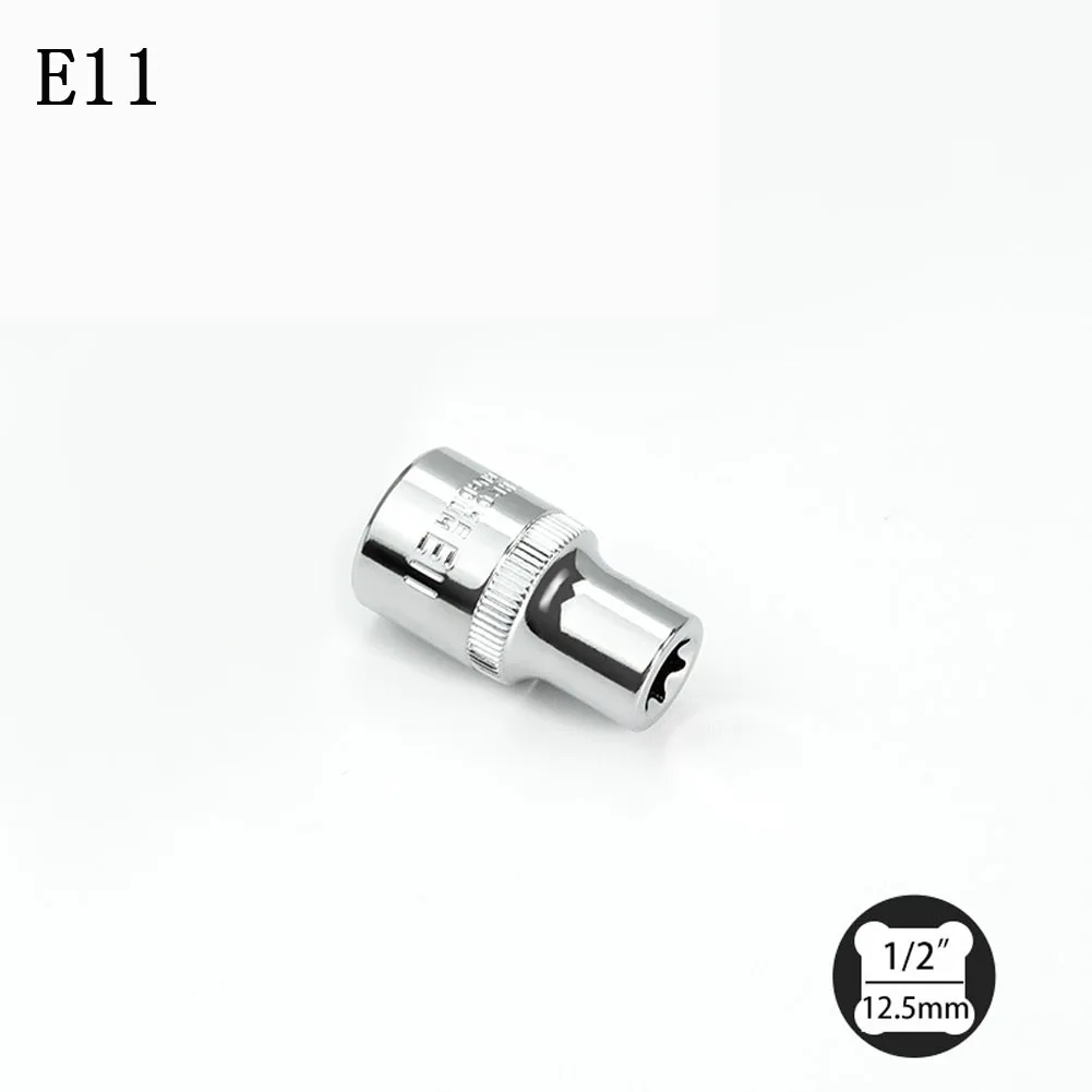 Fotografia 3: Soquetes Tipo E E10 E12 E14 E16 E18 E20 E22 E24 com Encaixe de 1/2 Polegada para Catraca, Compatíveis com Fixadores Torx