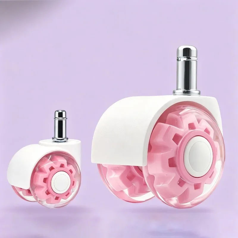 5 Pcs 2 Inch Silent Wheel Office Chair Universal E-sports Pulley Transparent Double Class Roller Card