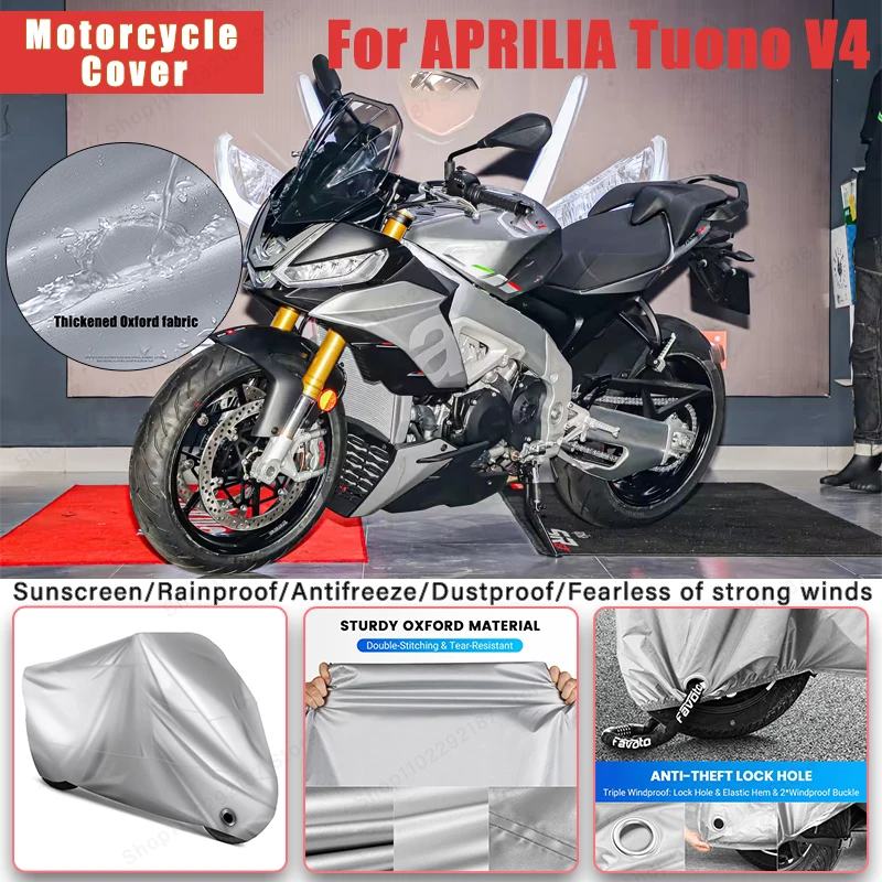 

For APRILIA Tuono V4 No Ear Motorcycle Cover - Outdoor Full Body Protection, Waterproof Dustproof Sunscreen Moto Accessories