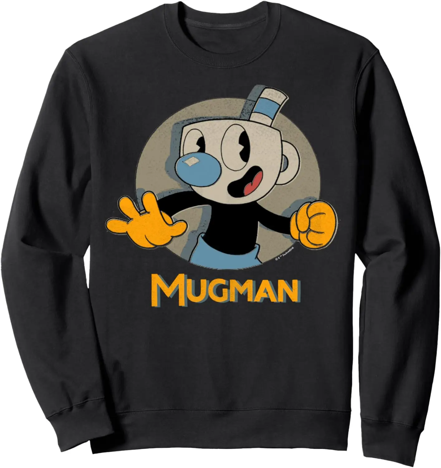 Cuphead Mugman Circle Shadow Profile Vintage Sweatshirt