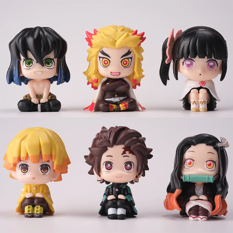 

Demon Slayer: Kimetsu No Yaiba Sitting Series Blind Box Toys Collectible Figurines Tanjiro Nezuko Flame Hashira Car Decorations