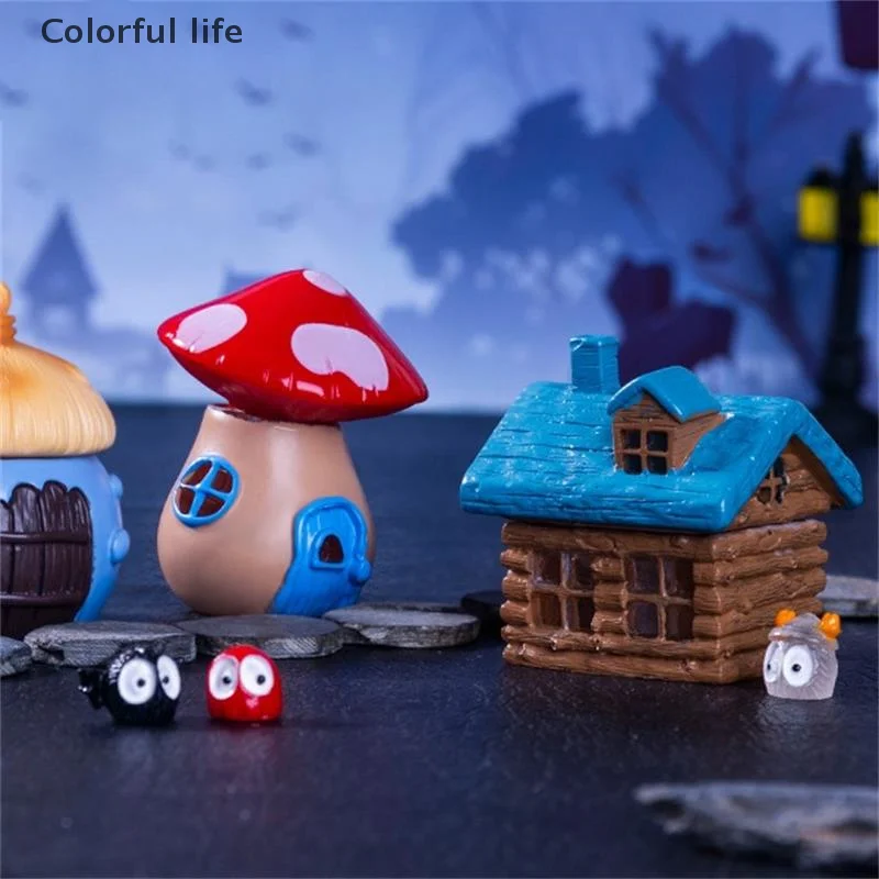 لطيف هالوين متوهجة منزل المشهد الصغير الحلي دمية اللعب ديكور المنزل DIY بها بنفسك الراتنج اكسسوارات الاطفال اللعب منزل هدية #5