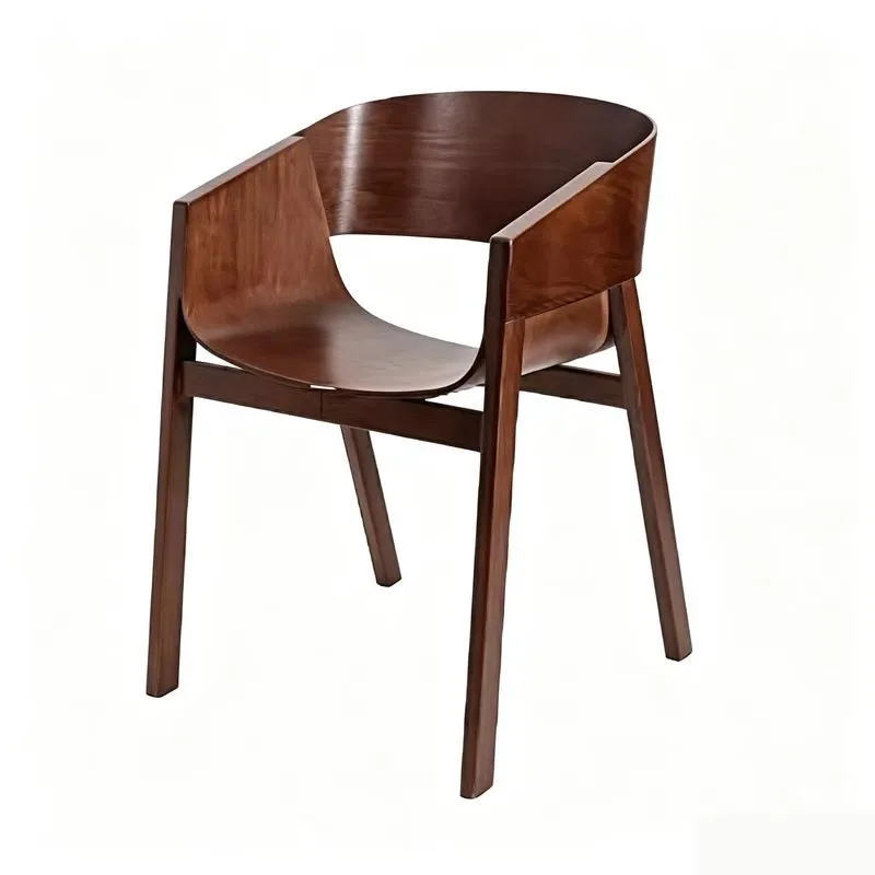 Nordic Solid Wood Armchair Modern Luxury Wabi Sabi Style Retro Backrest Chair for Home Office Restaurant Simple Dining