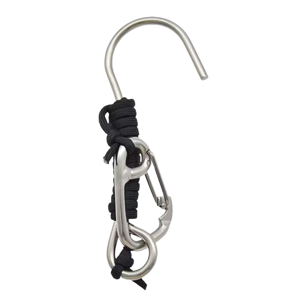 120cm Scuba Diving Reef Hook Lanyard With Stainless Steel J Hook And Coil For Secure Anchoring In Strong Currents