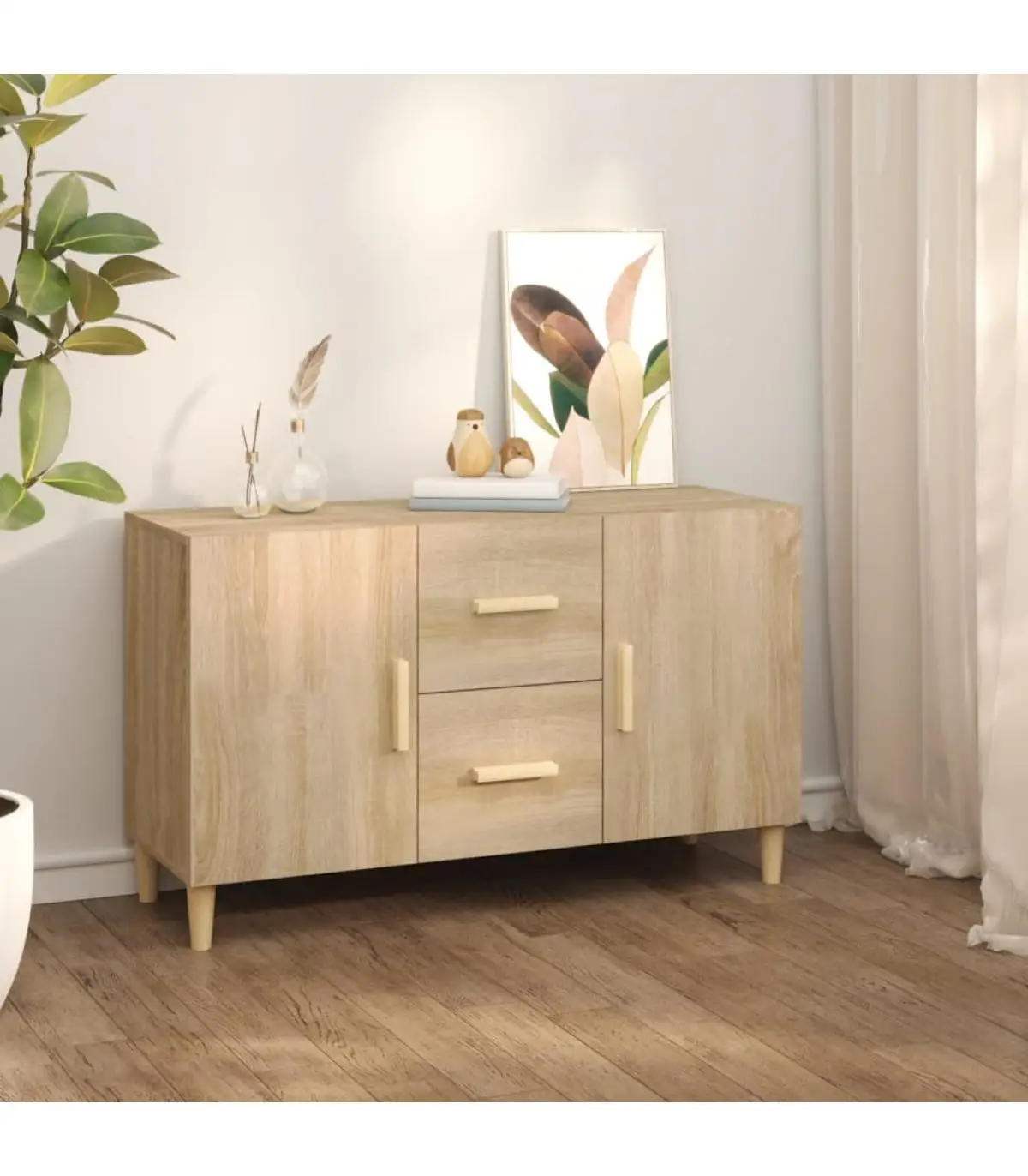 Sonoma oak plywood sideboard 100x36x60 cm