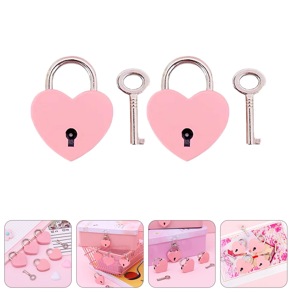 

2pcs Heart-Shaped Luggage Mini Portable Padlock Drawer Cabinet Lock Multi-Functional Durable Lightweight Sturdy Travel Lock For