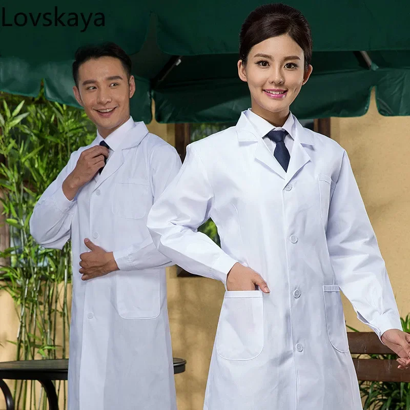 

medical jacket nurse service uniforms white lab coat hospital doctor clothes Men's white long-sleeved