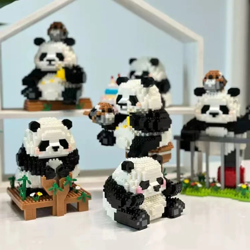 Micro-assembled Small Particle Educational Toys Building Blocks Children's Gifts Boys And Girls Panda 3D Puzzle Ornaments