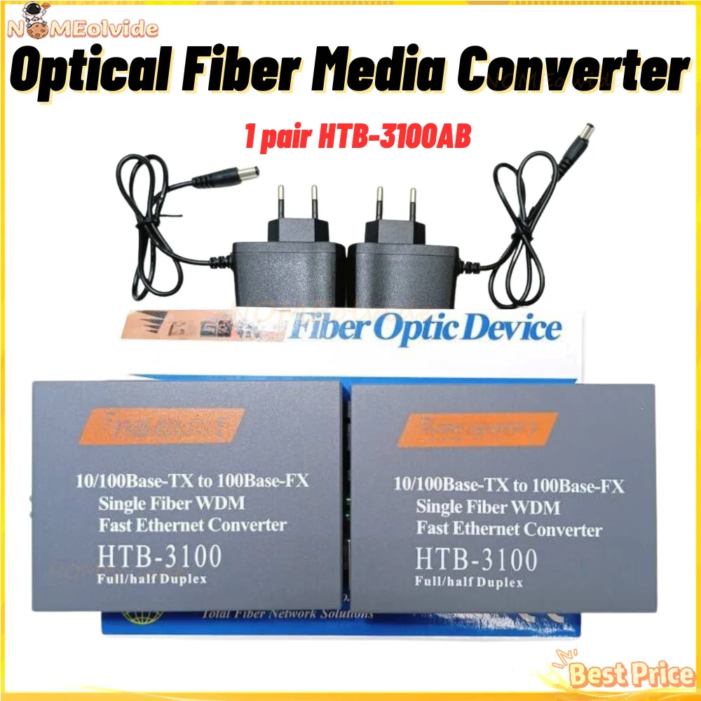 

HTB-3100AB Optical Fiber Media Converter SC 10/100M Singlemode Single 25km Fiber Transceiver Fiber Media Converter to RJ45