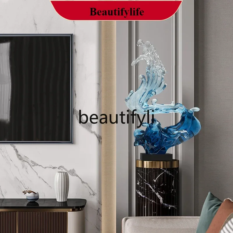 

F132 Modern abstract wave home living room porch hotel model room sales office transparent resin sculpture decorative ornament