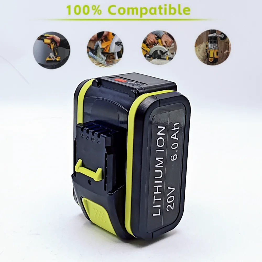 20V バッテリー 6000mah リチウムイオン Worx WX390/WX176/WX166.4/WX372.1 WX800/WX678/WX550/WX532/WG894E WG629E/WG329E 用