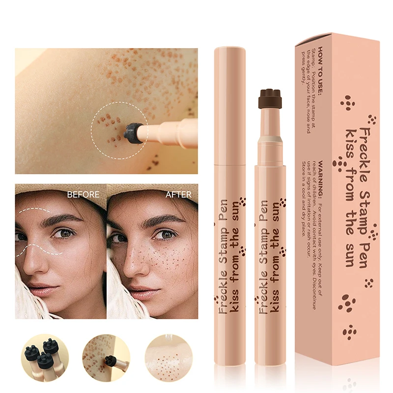 4 Colors Face Fake Freckles Pen Natural Waterproof Fake Freckles Pen Long Lasting Look Dot Spot Pen Makeup Tool Cosmetic