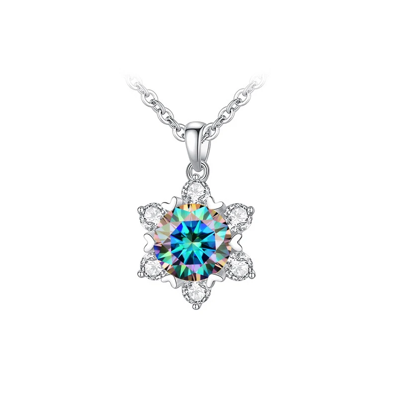 Stylever Luxury Snowflake Moissanite Diamond Pendant for Women Gift 925 Sterling Silver Necklace Sparkling Wedding Fine Jewelry