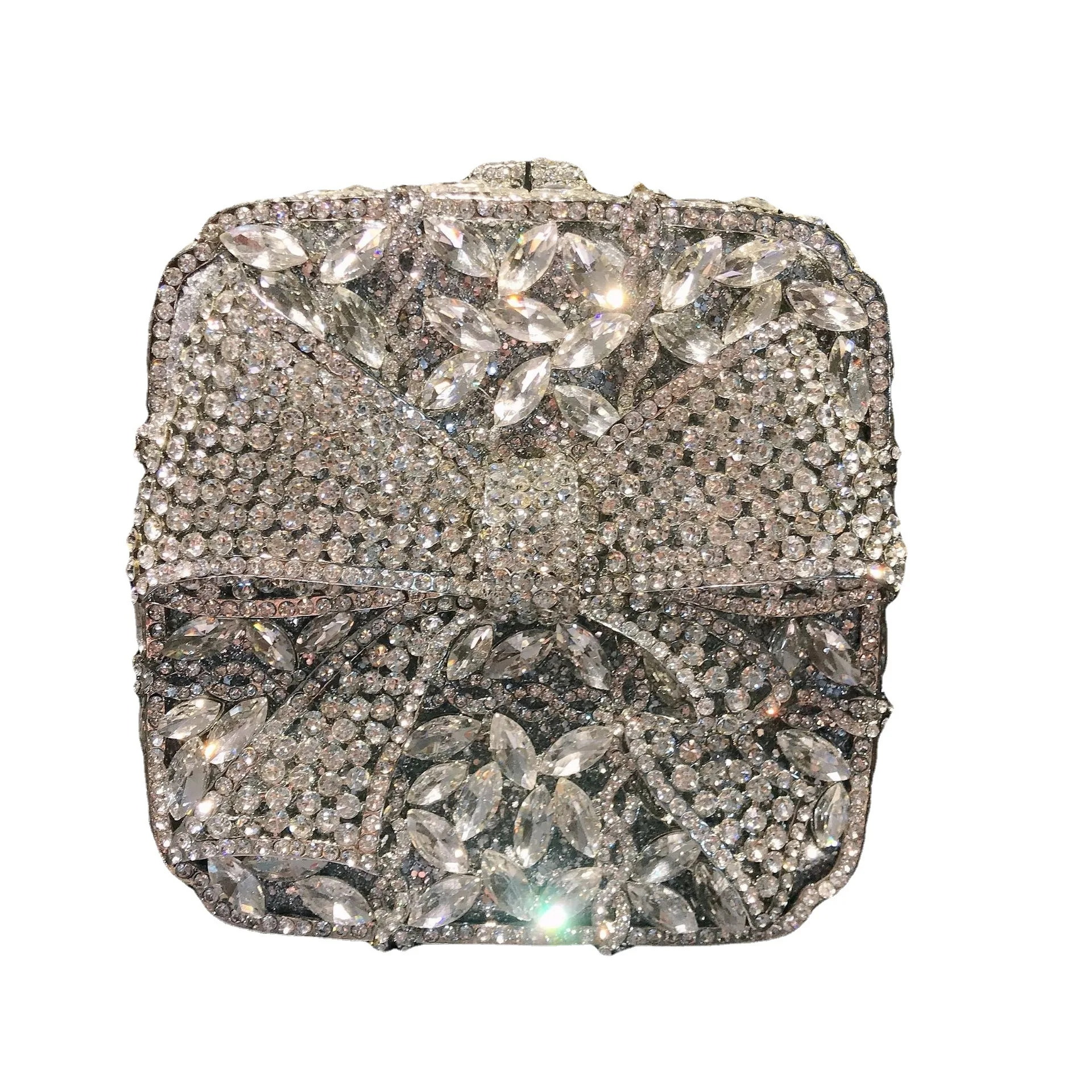 

Woman Gold Silver Champagne Pink Blue Green Red AB Diamond Bag Mini Bow Prom Party Crystal Clutch Purse Wedding Bridal Handbag