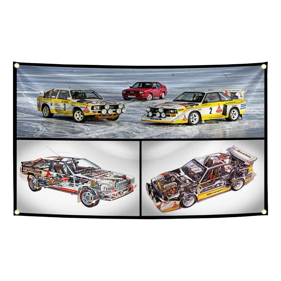 Classic Racing Car Sectional View Aoto Flag Tapestry Polyester Digital Banner for Garage Wall Art Out Door Decoration