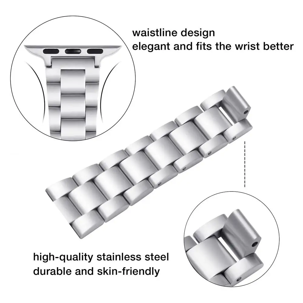 Bracelet fin en acier inoxydable pour Apple Watch Band, 40mm, 41mm, 38mm, 44mm, 45mm, 49mm, iWatch Series SE 8 7 6 3 Ultra