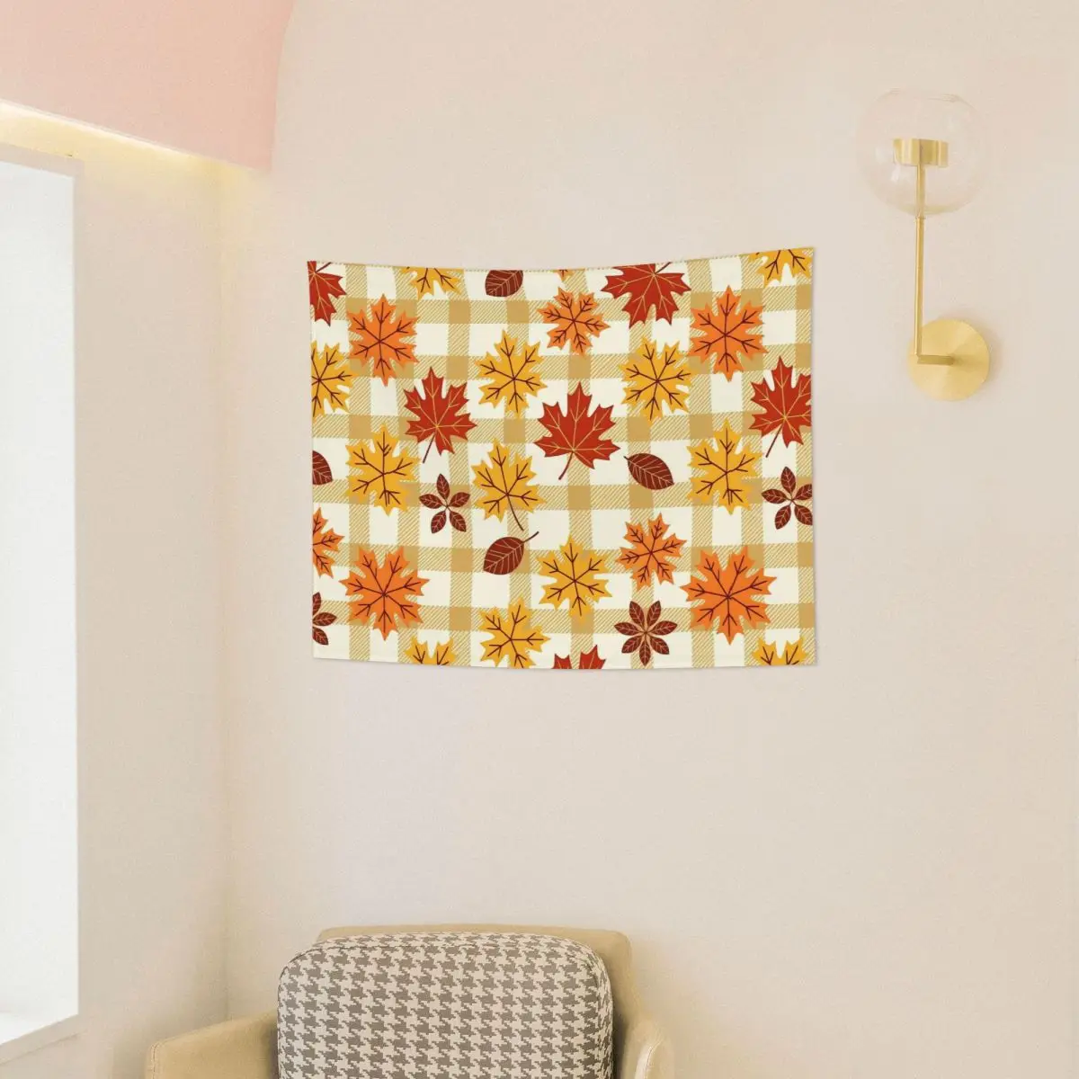 Maple Fallen Leaves Tapestry Wall Hanging Printed Fabric Tapestry Autumn Leaf Bohemian Blanket Dorm Decor Tapiz