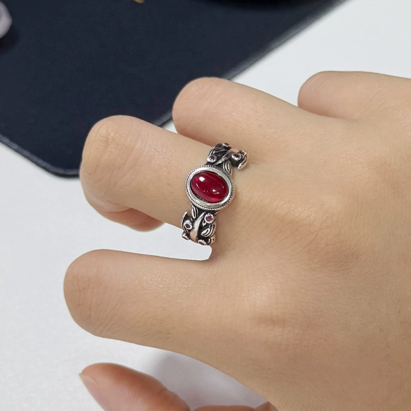 XIYANIKE Retro Wheat Ear Red Stone Adjustable Finger Rings For Women Fashion New Jewelry Gift Party Birthday anillos
