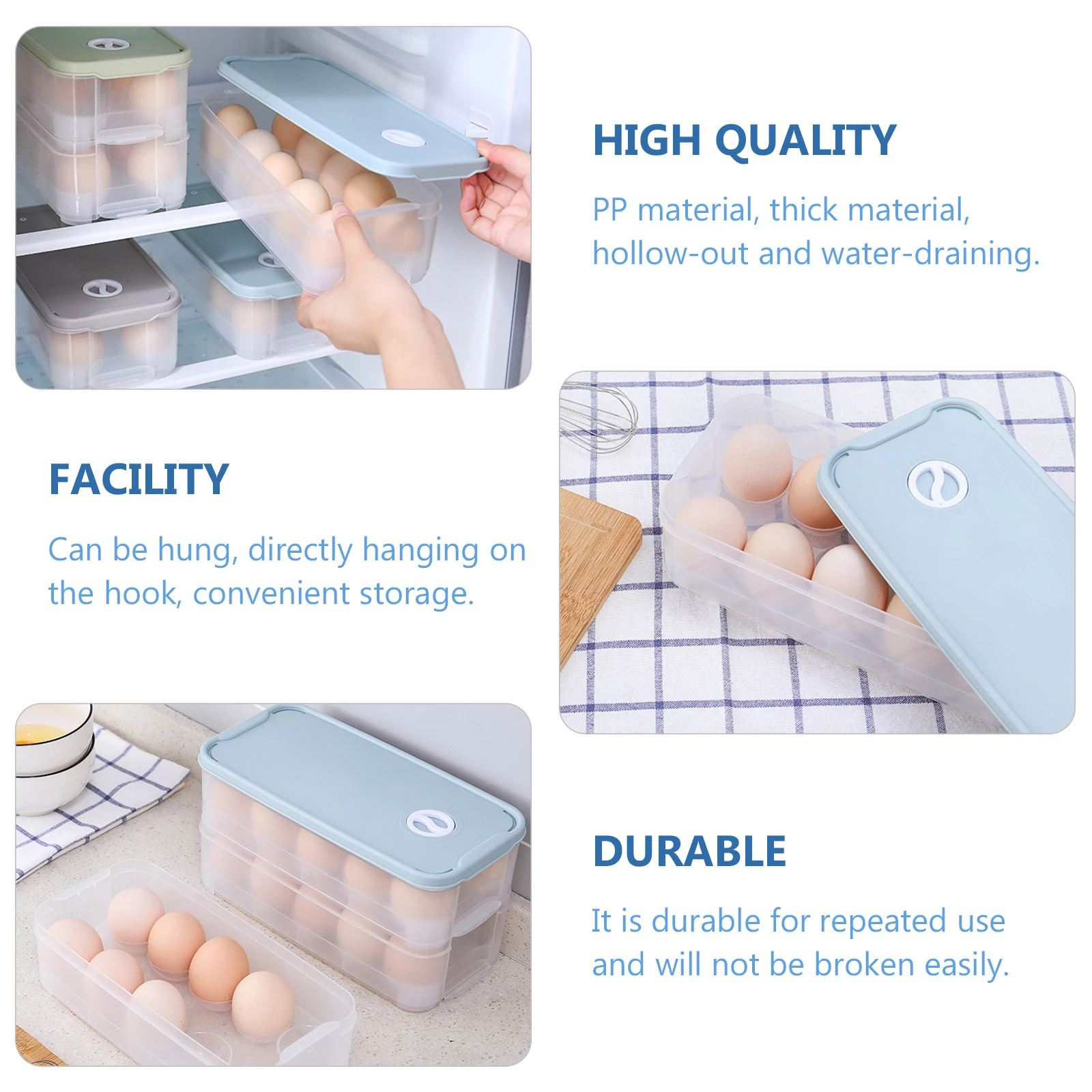 

1pc Egg Storage 10 Egg Tray Grids Kitchenware PP Material Stackable Hanging Container Holder Home Goods