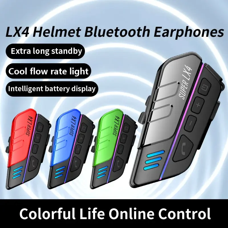 Lx4 neue 1/2x Musik Inter phone Bluetooth 5,3 Motorrad Helm Intercom Headset wasserdicht 300m Inter com unica dor Lautsprecher Kopfhörer