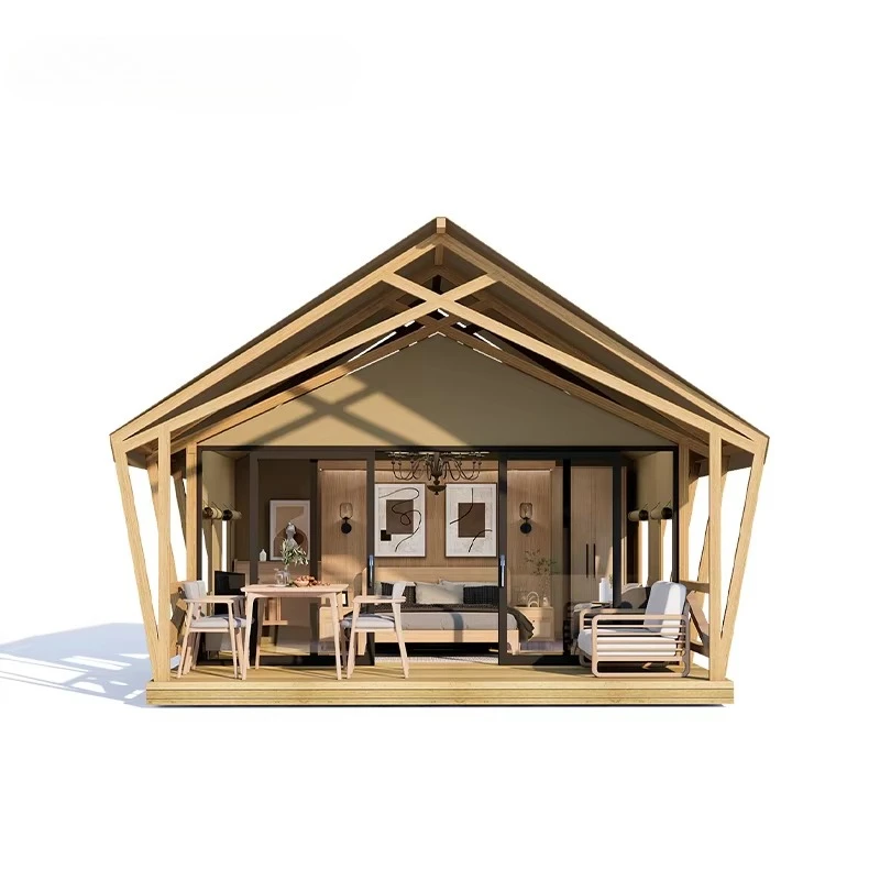 customize Prairie Glamping Tent Wooden Outdoor Glamping Luxury Safari Desert Hotel Resort House Tents