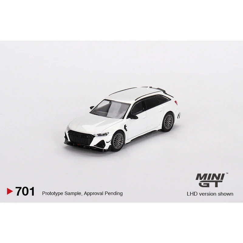 MINIGT 701 재고 1:64 RS6 R Glacier 화이트 메탈릭 다이캐스트 자동차 모델 컬렉션 장난감