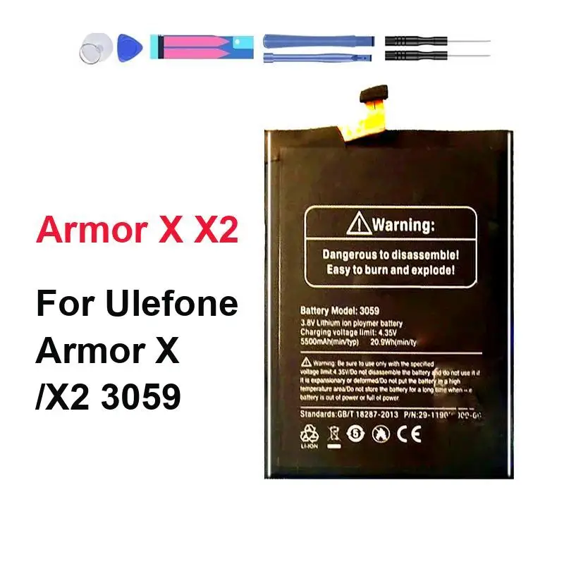 Portable For Ulefone Armor X X2 3059 X X2 Mobile Phone Battery 5500mAh