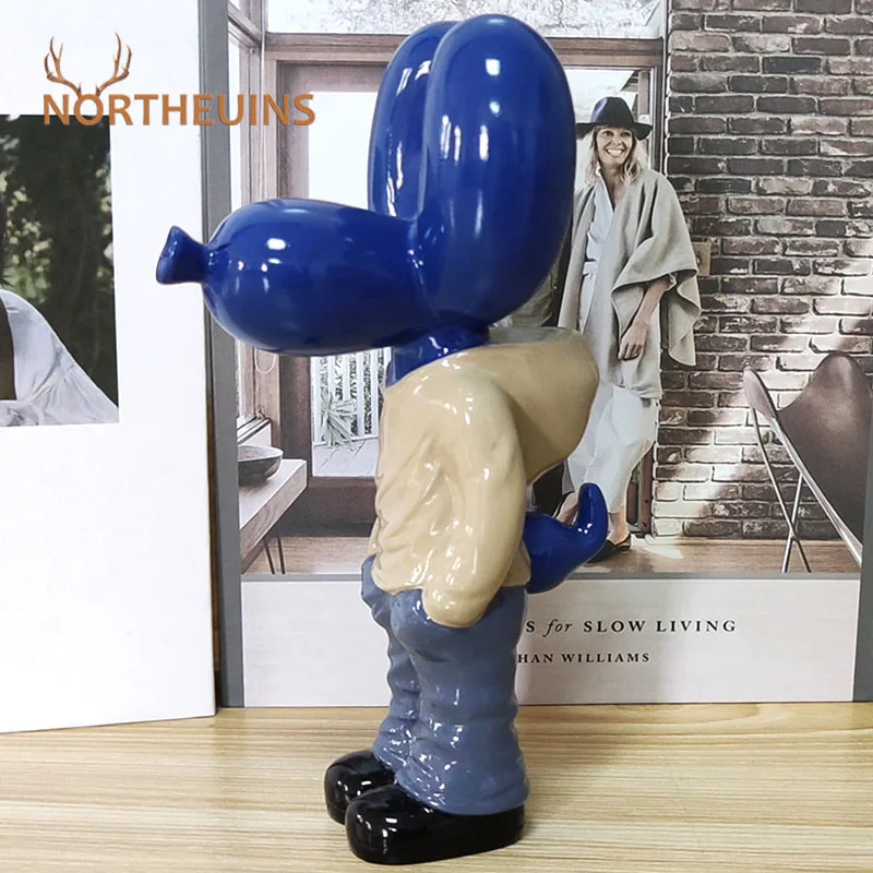 NORTHUEINS 7 Inch Resin Balloon Dog Statue Jeff Junior STREET ART Figurines Creative Animal Dolls Home Desktop Decor Accessories