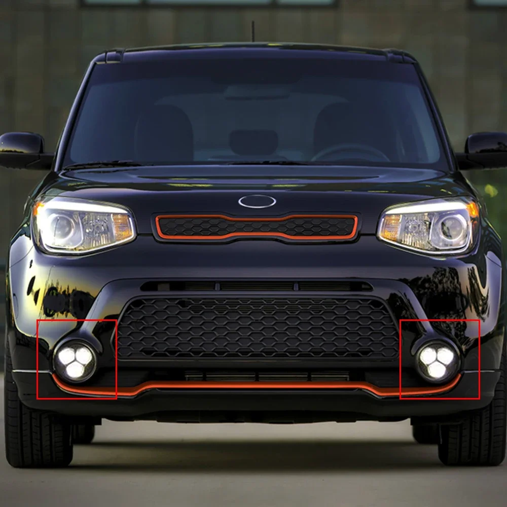 New！ Car DRL For Kia Soul 2014 2015 2016 LED Daytime Running Light Driving lamp Fog light Front Bumper Fog Lamp Assembly