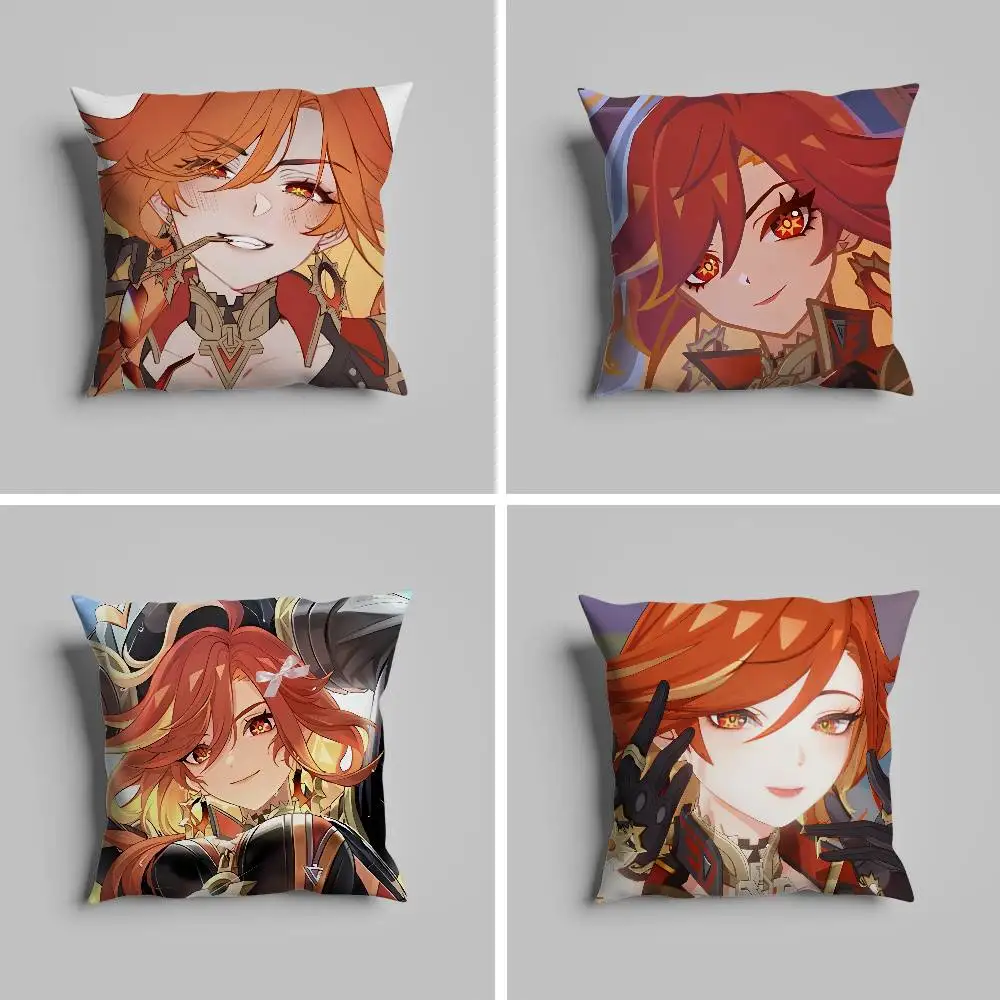 

Genshin Impact Mavuika Pillow Case Pillowcase For Car Pillows 60x60 Cushions Luxury Double Sided Cover Home And Decoration Sofa
